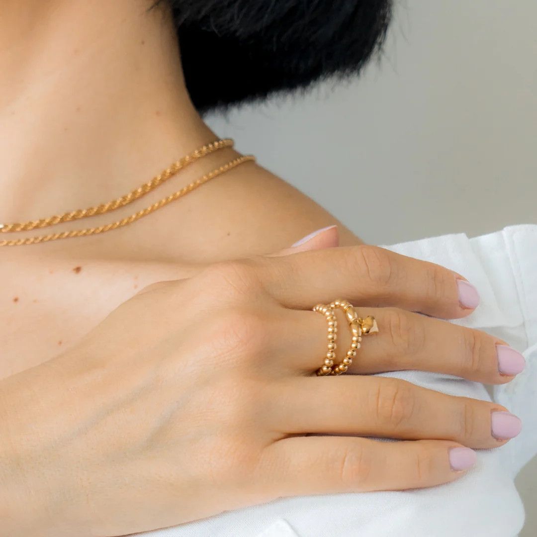 Beblue BRETIME-GLD Gold Be Timeless Bead Elastic Ring - Essentials