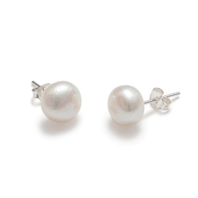 Beblue STUDFW9-W White Freshwater Pearl Stud Earrings 9mm - Essentials
