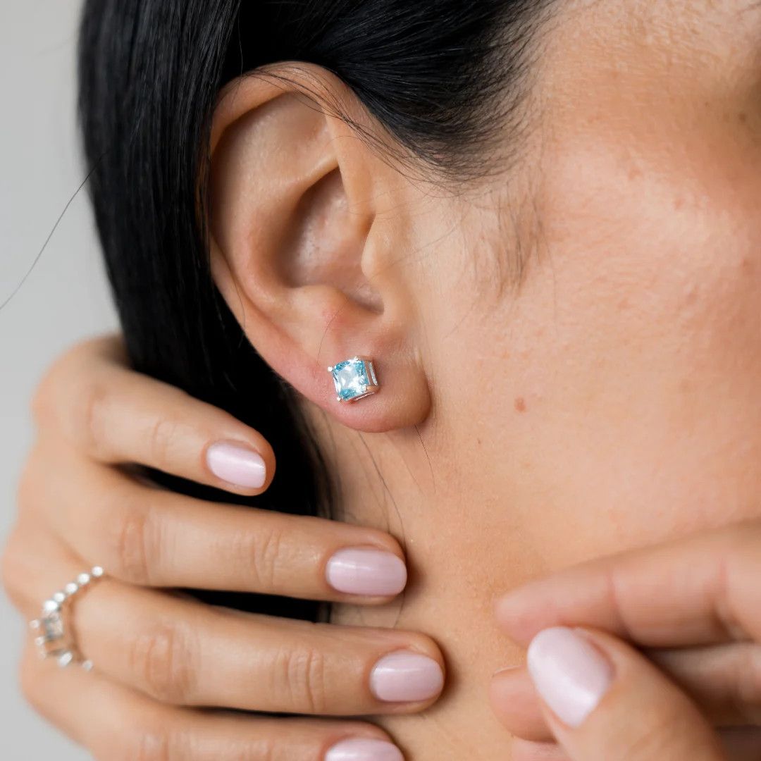 Beblue BO1600-SLV-A Silver & Aquamarine CZ Stud Earrings - Haute Joy