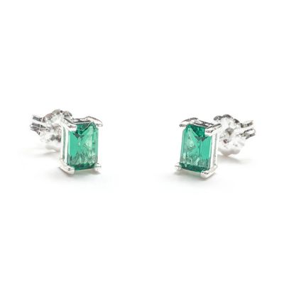 Beblue BO1595-SLV-V Silver & Green CZ Stud Earrings - Haute Joy