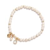 Beblue BBCELEB-GLD Gold Be Celebrated & White Pearl Charm Bracelet - Essentials