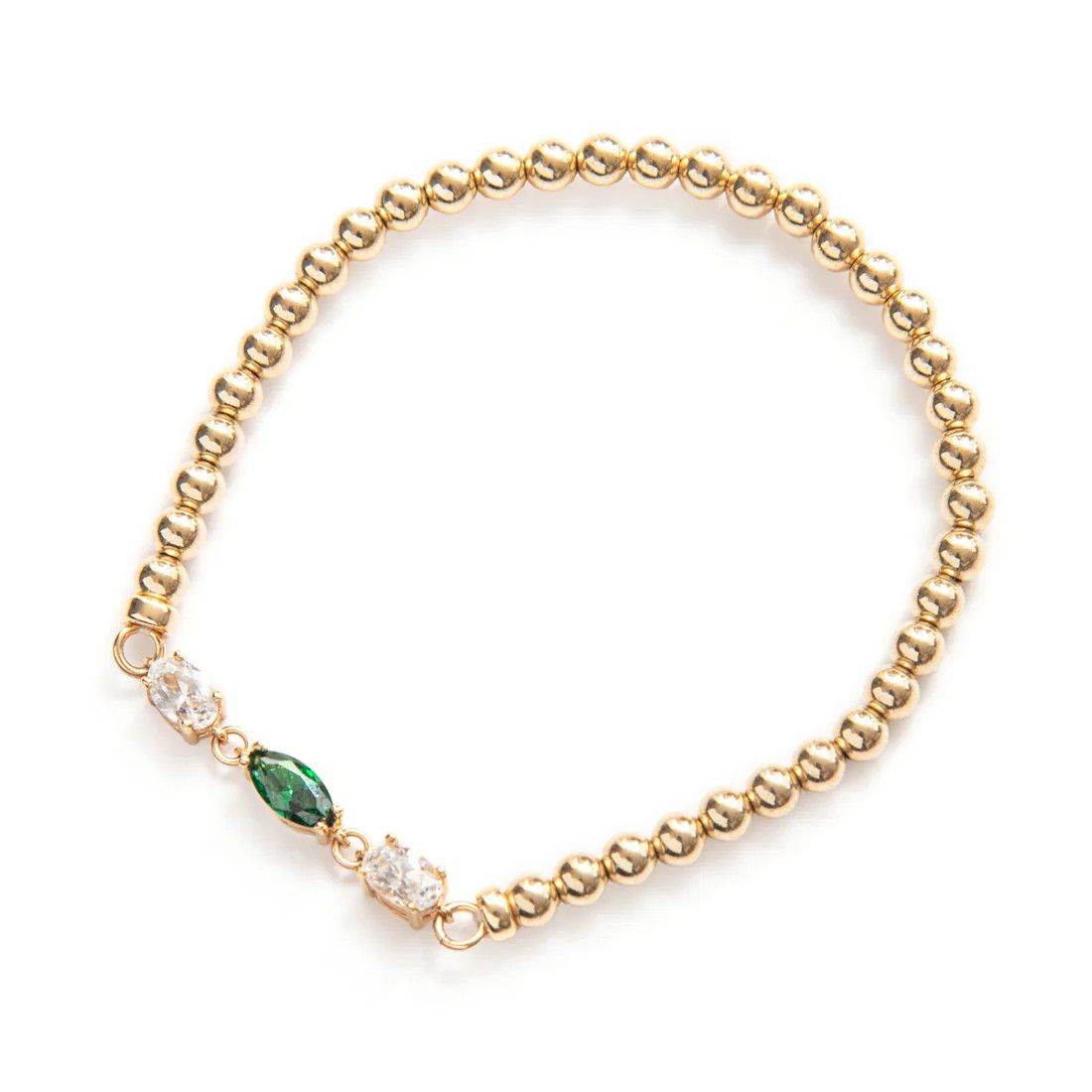 Beblue BBSURRAVI-HT-V Gold Be Ravishing Bead & Green CZ Bracelet - Haute Joy