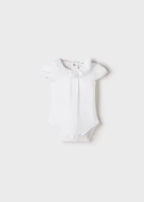 Mayoral 1712 baby girls ruffles white short sleeved onesie