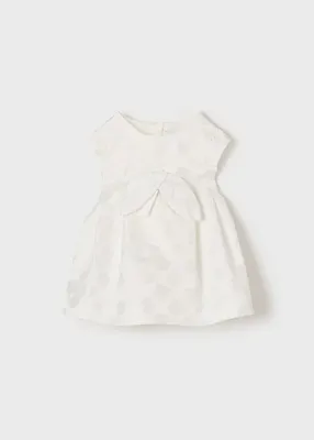 Mayoral 1904 Baby Girl White Dress/ White Polka Dot Dress 