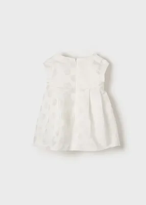 Mayoral 1904 Baby Girl White Dress/ White Polka Dot Dress 
