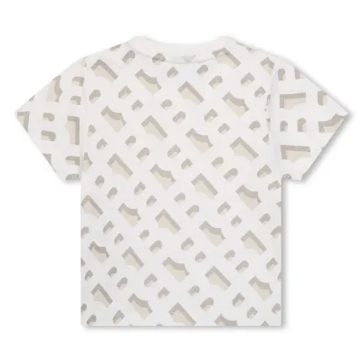 Hugo Boss J50607/10P Baby Boy Monogram S/s T-Shirt /White & Taupe /