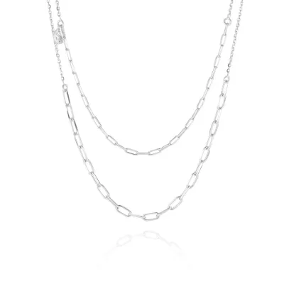Sif Jakobs C42132-SS Women's Silver SF Due Chain Necklace