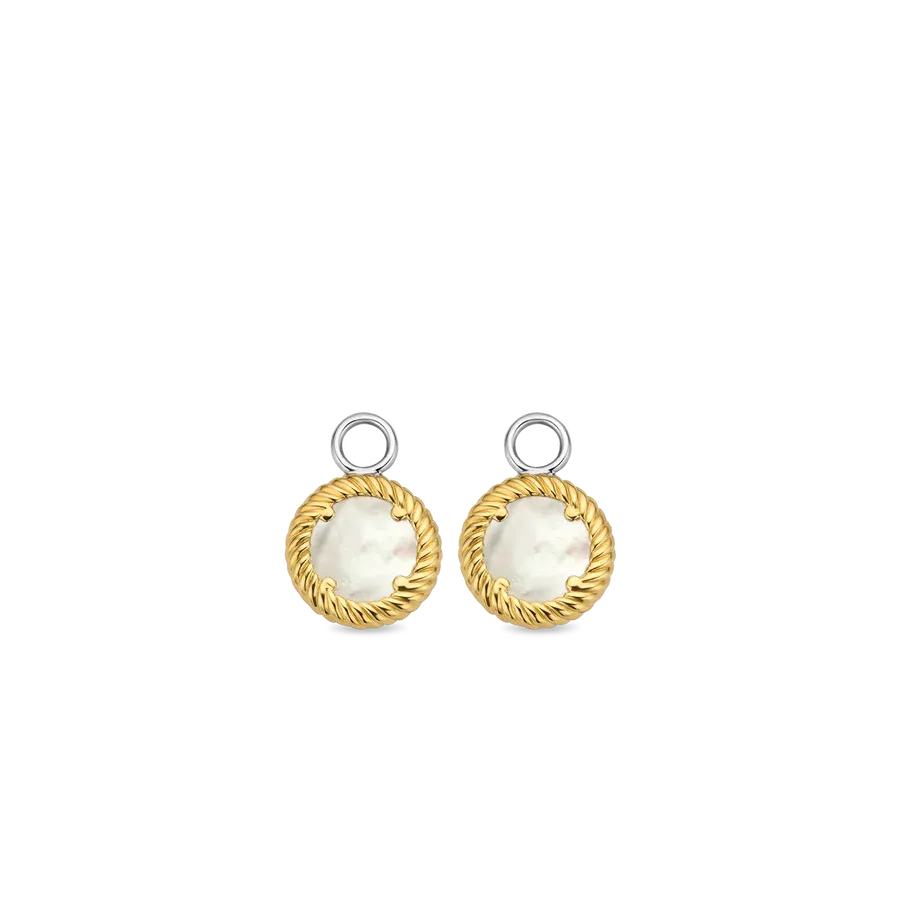 Ti Sento 7839SY Gold Dangle Earrings Mother of Pearl Circles