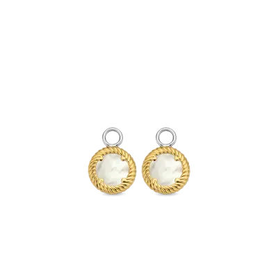 Ti Sento 7839SY Gold Dangle Earrings Mother of Pearl Circles