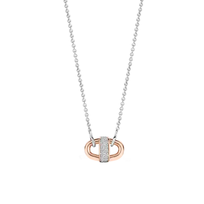 Ti Sento Necklace Silver Chain Rosegold Buckle Pendant