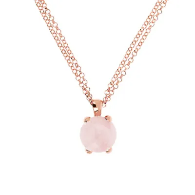 Bronzallure WSBZ00280.R Golden Rose 18kt Plated Pendant w/Rolo Necklace/ QUARZO ROSA