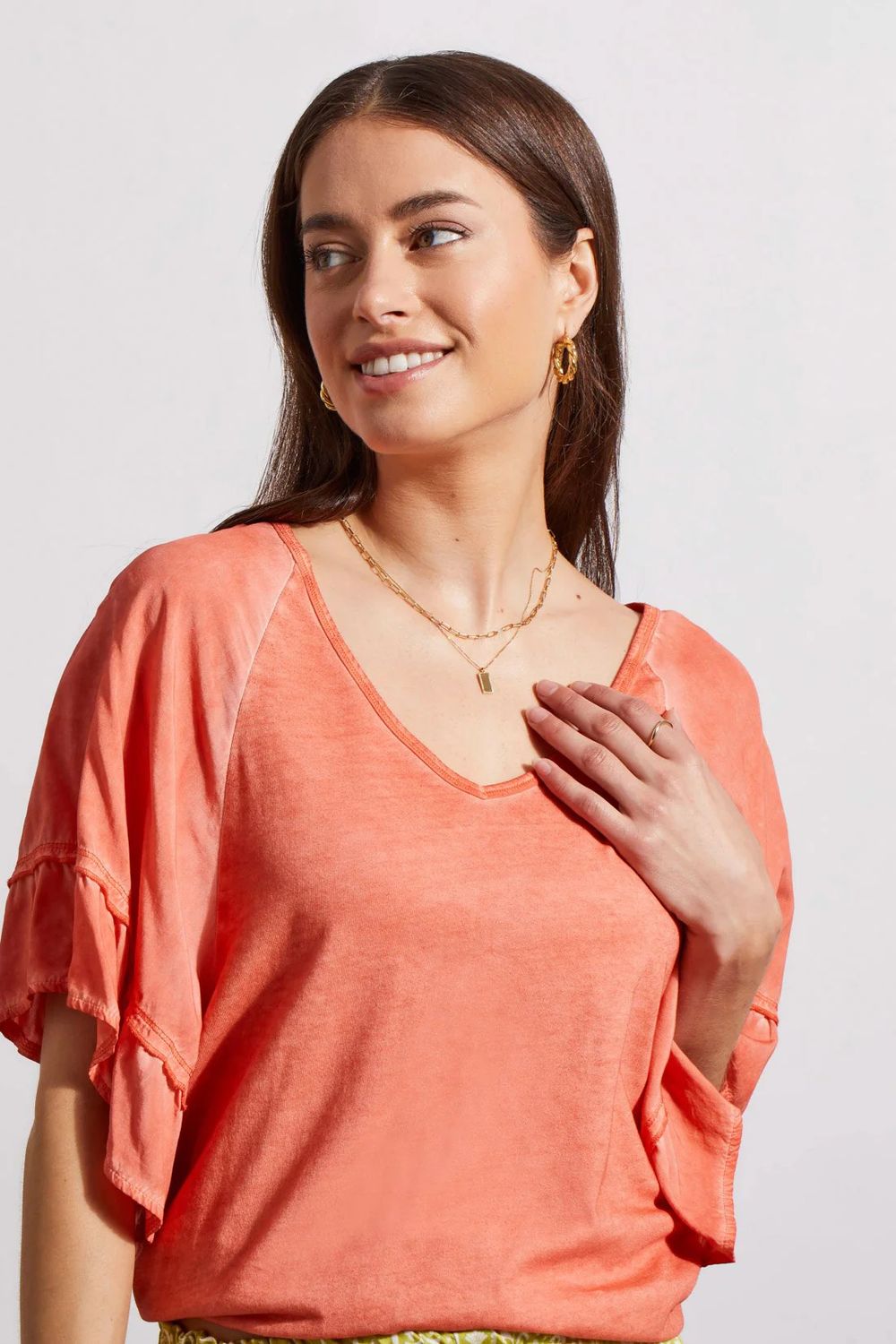 Tribal 5479O-4791-3055 Women's Short Sleeve Double Frill Raglan Top – Cyder