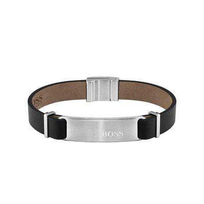 BOSS 1580044M Men's Urbanite Black Leather Bracelet