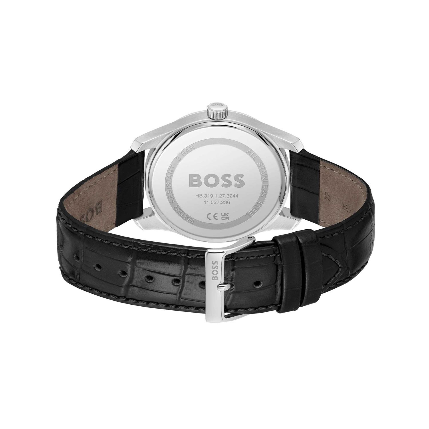 BOSS 1514122 Men's Principle S. Steel Quartz 41mm Leather Strap Watch