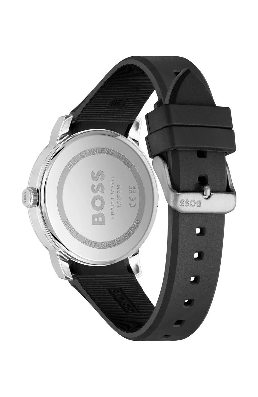 BOSS 1514131 Men's Dean S. Steel Quarts 41mm Silicone Strap Watch