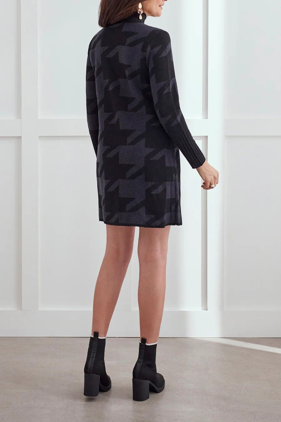 Tribal 7533O-4654-0367 Women's Long Sleeve Mock Neck Sweater Dress/ H.CHARCOAL