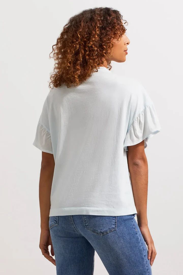 Tribal 7683O-4791-2413 Women's Short Sleeve Frilled CN Soft Top – Poolside