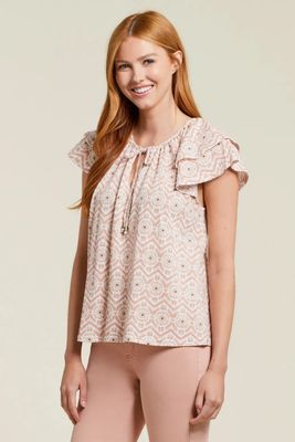 Tribal 1333O-3742-0030 Women's Cap Sleeve Peasant Top – Clay
