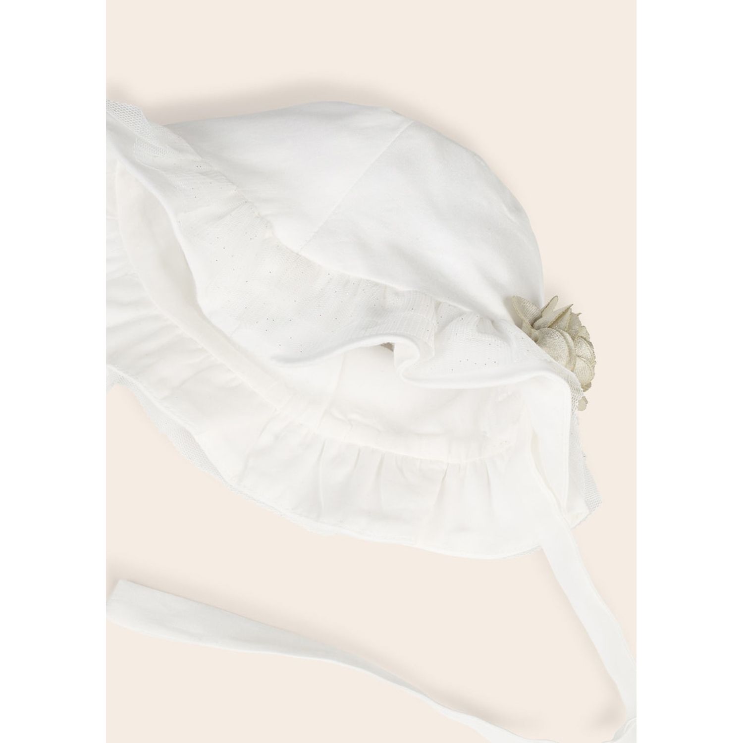 Mayoral 9602 Baby Girl’s White Bucket Hat W/ Flowers