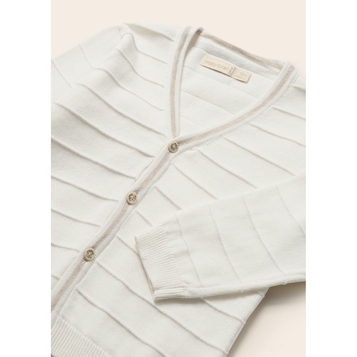 Mayoral 1374 Baby Boy’s White & Beige Cardigan