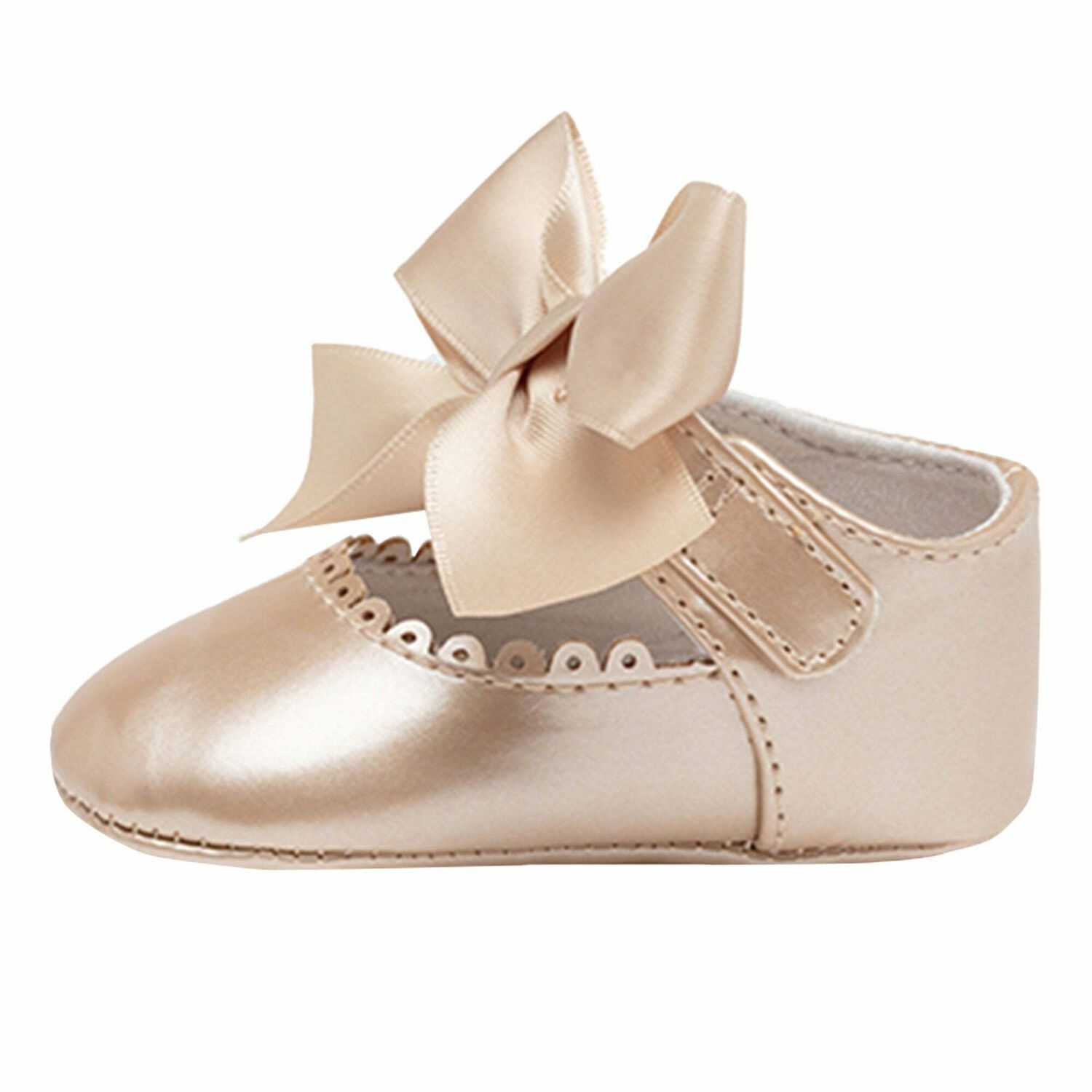 Mayoral 9455 newborn collection Cream slippers with bow Style for baby girl