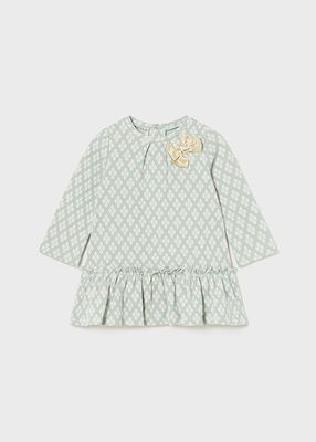 Mayoral 2908 Baby Girl's Long Sleeve Flower Knit Dress – Jade