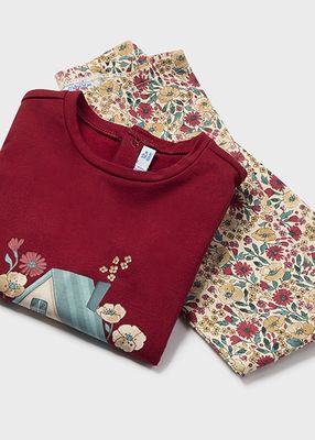 Mayoral 2714 Baby Girl's LS Cottage T-Shirt & Legging Set 2PC/ GUINDA