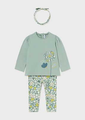 Mayoral 2711 Baby Girl's Long Sleeve T-Shirt, Legging & Headband Set 3PC – Esmeralda