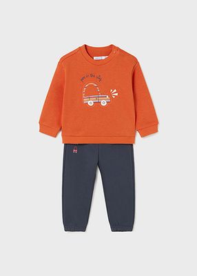 Mayoral 2821 Baby Boy's Long Sleeve Sweater & Sweatpant Set 2PC – Naranja