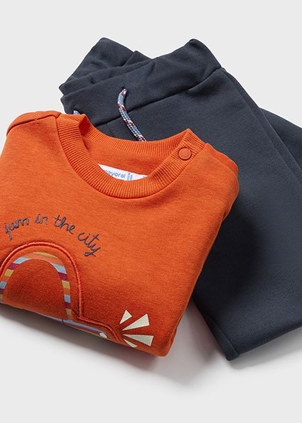 Mayoral 2821 Baby Boy's Long Sleeve Sweater & Sweatpant Set 2PC – Naranja