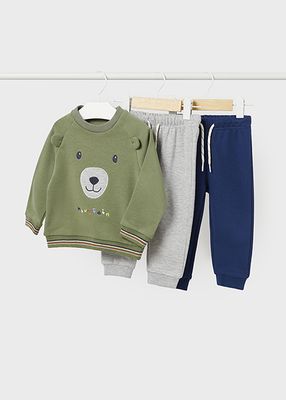 Mayoral 2820 Baby Boy's Long Sleeve Sweater & 2 Joggers Set 3PC – Bosque