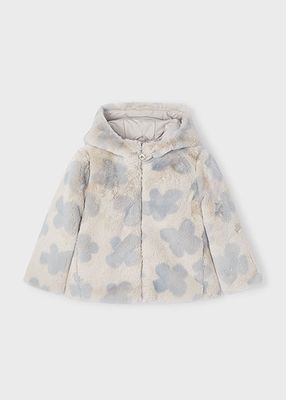 Mayoral 4486 Girl's LS Flower Vegan Fur Coat/ ALPACA