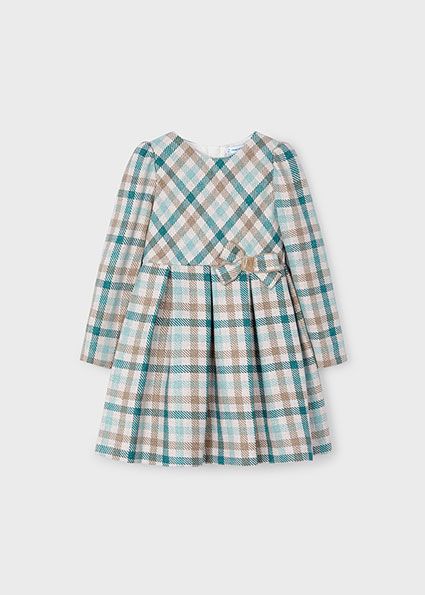Mayoral 4914 Girl's Long Sleeve Plaid Wool Dress – Jade