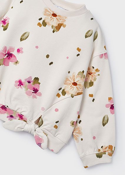 Mayoral 4481 Girl's Long Sleeve Floral Printed Sweater – Garbanzo