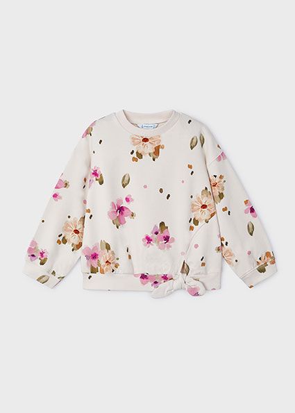 Mayoral 4481 Girl's Long Sleeve Floral Printed Sweater – Garbanzo