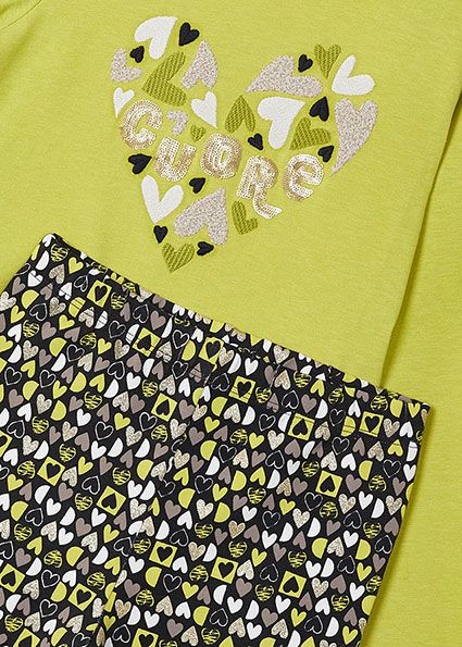 Mayoral 4713 Girl's Long Sleeve "Cuore" T-Shirt & Legging Set 2PC – Citronela