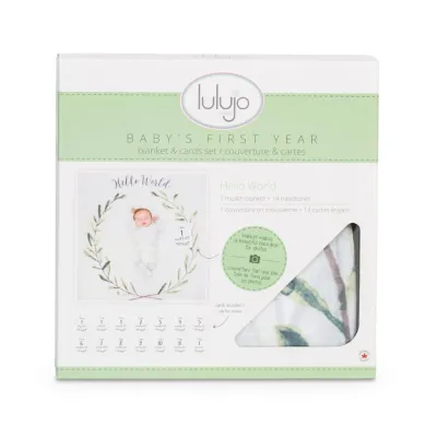 Lulujo LJ592 Baby's Muslin Blanket & Milstone Cards Set 15PC – Wreath