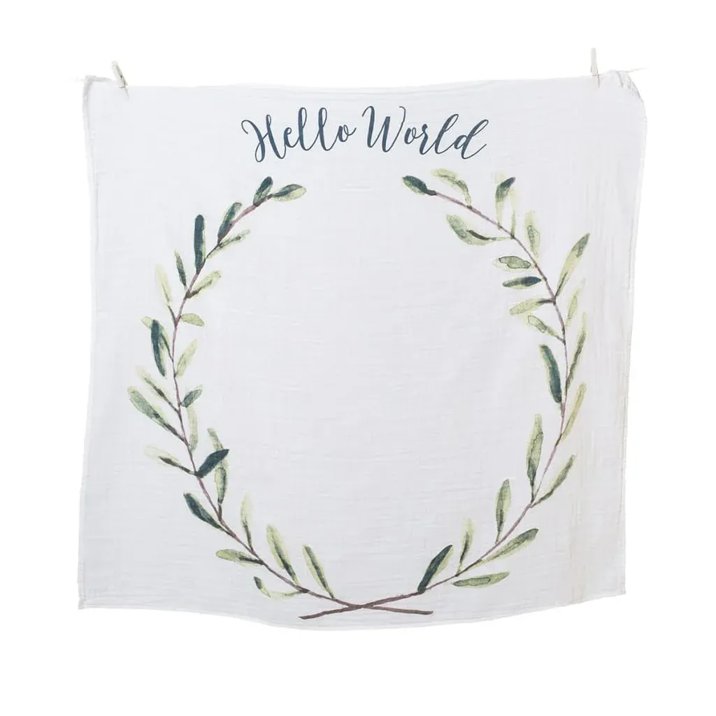 Lulujo LJ592 Baby's Muslin Blanket & Milstone Cards Set 15PC – Wreath