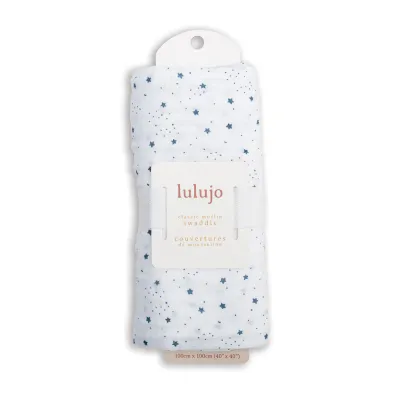 Lulujo LJ481 Baby Boy's Classic Muslin Swaddle Blanket 40"x40" – Star