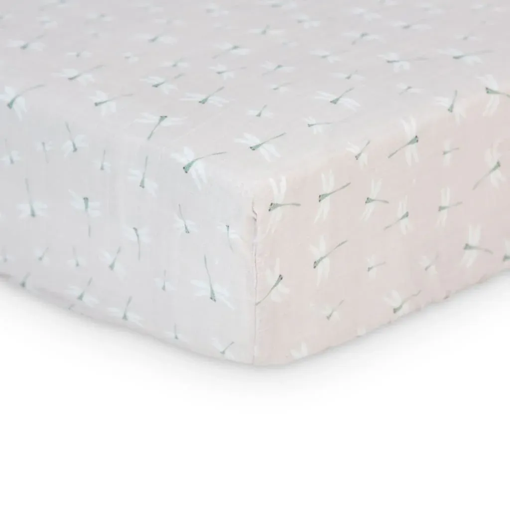 Lulujo LJ712 Baby Girl's Muslin Crib Sheet 52"x28" – Dragonfly