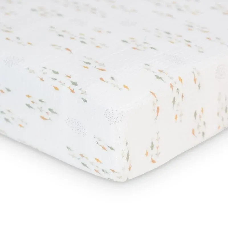 Lulujo LJ710 Baby Boy's Muslin Crib Sheet 52"x28" – Fish