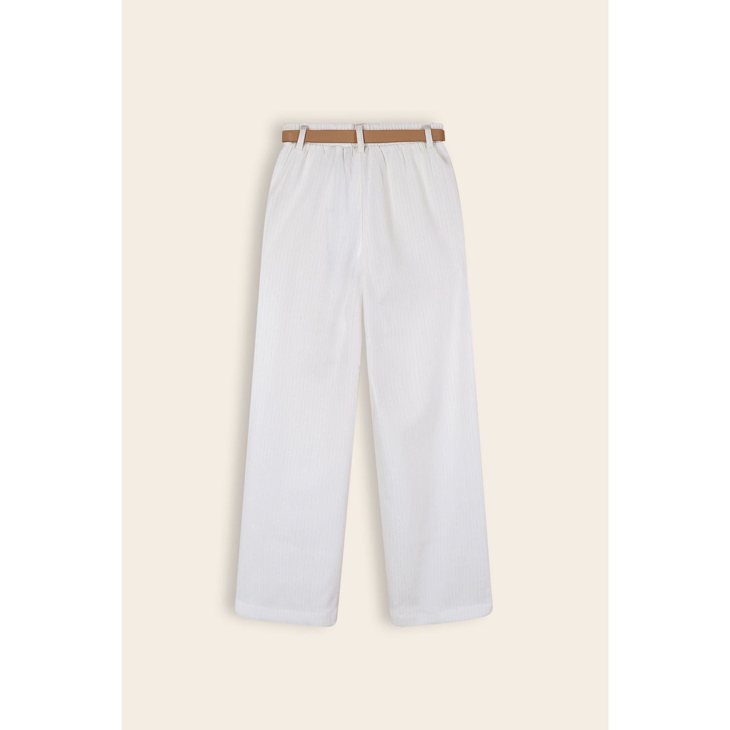 NoNo N312-5607-001 Girl's Sayla Wide Leg Pinstripe Pants w/ Belt – Snow White
