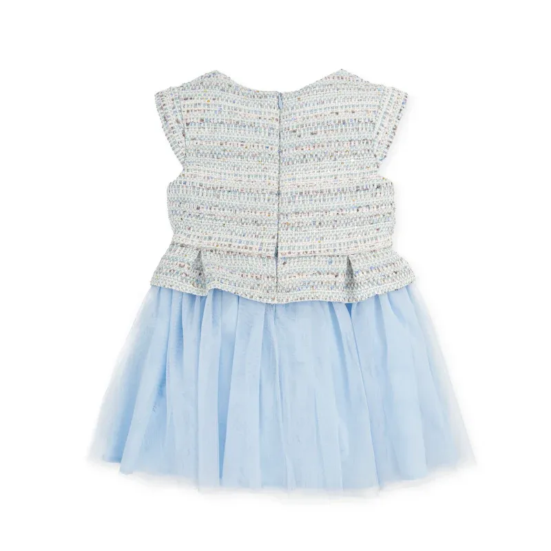 Tutto Piccolo 5245S23 Girl's SL Woven & Tulle Dress