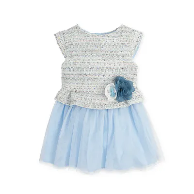 Tutto Piccolo 5245S23 Girl's SL Woven & Tulle Dress