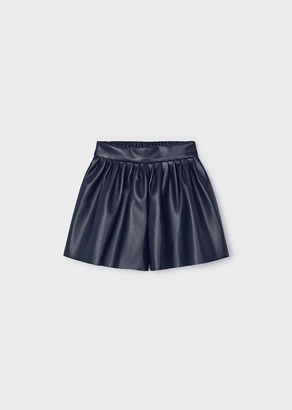 Mayoral 4907 Girl's Vegan Leather Shorts/ MARINO