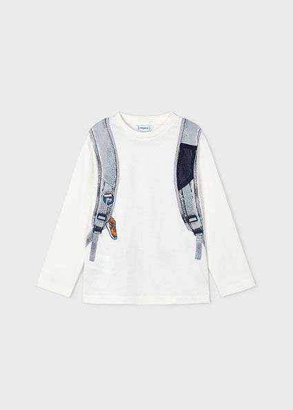 Mayoral 4049 Boy's Long Sleeve Backpack T-Shirt – Nata- Carro