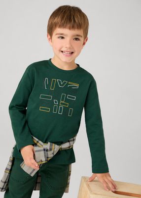 Mayoral 173 Boy's LS Block Letter Basic T-Shirt/ ALPINO