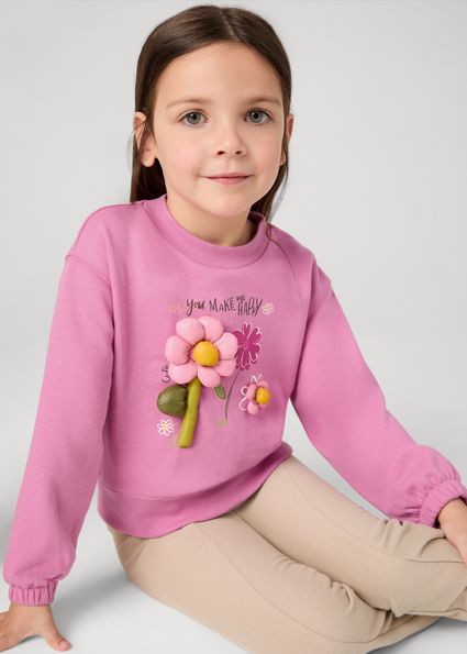 Mayoral 4710 Girl's LS Flower Sweater & Pants Set 2PC/ CAMELIA