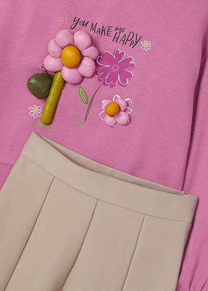 Mayoral 4710 Girl's Long Sleeve Flower Sweater & Pants Set 2PC – Camelia