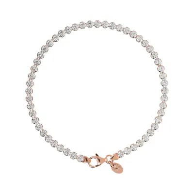 Bronzallure WSBZ00576.WR Golden Rose-18KT Plated-CZ-Tennis Bracelet – Bianco